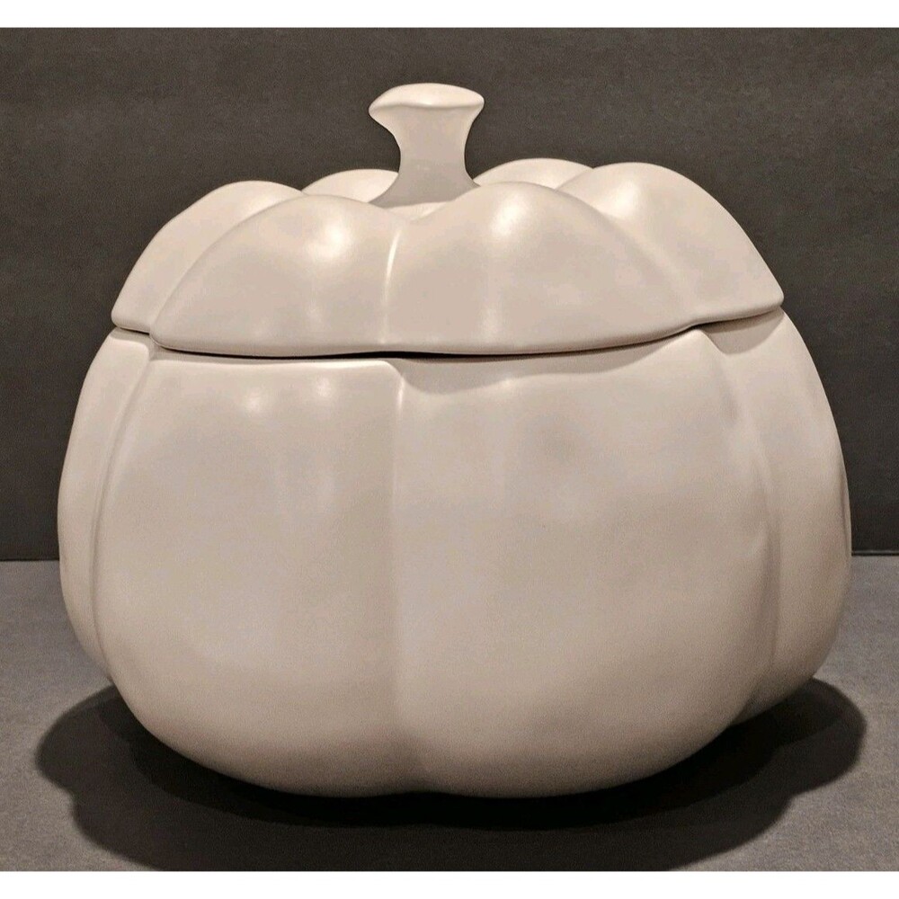 RARE Rae Dunn HARVEST Pumpkin Canister w/ Lid - Artisan Collection Magenta - EUC - Picture 7 of 12